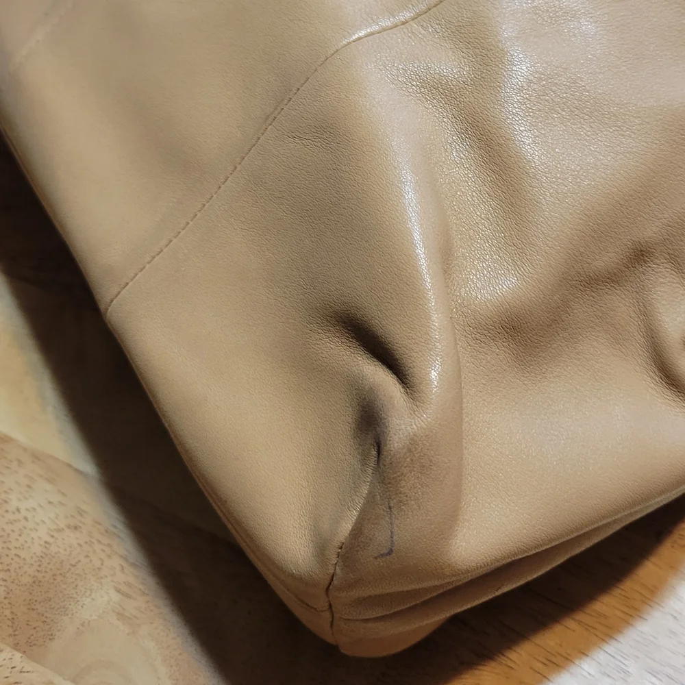 Coach Beige Leather Satchel with Gold Hardware